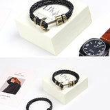 Men Leather Bracelet Survival Rope Chain Anchor Double Strand