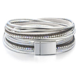 Crystal Pearl Wide Bracelet Vintage Multilayer Leather Women's Jewelry