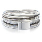 Crystal Pearl Wide Bracelet Vintage Multilayer Leather Women's Jewelry