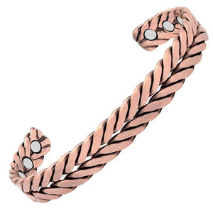 Men's Double Layer Magnet Open Bracelet Bronze Brushed Unisex