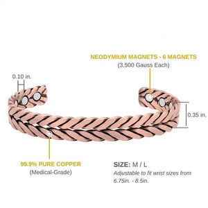 Men's Double Layer Magnet Open Bracelet Bronze Brushed Unisex