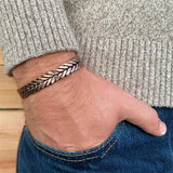 Men's Double Layer Magnet Open Bracelet Bronze Brushed Unisex