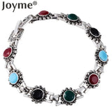 Bohemian Flower Resin Beads Bracelet Silver Plated