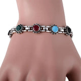 Bohemian Flower Resin Beads Bracelet Silver Plated