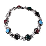 Bohemian Flower Resin Beads Bracelet Silver Plated
