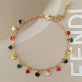 Colorful Disc Charm Bracelet Anklet for Women - Hot Summer Rainbow Jewelry