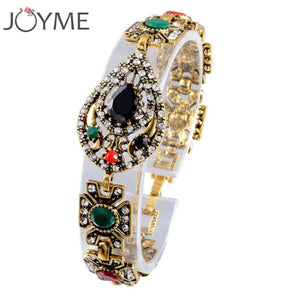 Gold Water Drop Crystal Cuff Bangle