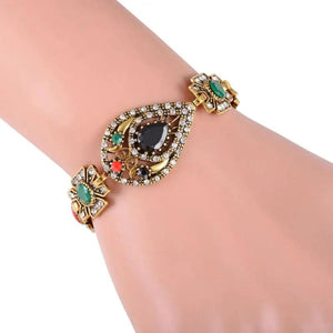 Gold Water Drop Crystal Cuff Bangle