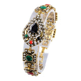 Gold Water Drop Crystal Cuff Bangle