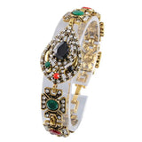 Gold Water Drop Crystal Cuff Bangle