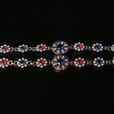 Blue Crystal Gem Stone Tibetan Silver Charm Bracelet for Women