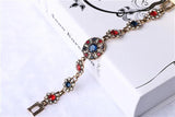 Blue Crystal Gem Stone Tibetan Silver Charm Bracelet for Women