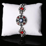 Blue Crystal Gem Stone Tibetan Silver Charm Bracelet for Women