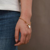 Star Pearl Tassel Pendant Chain Bracelet Stainless Steel