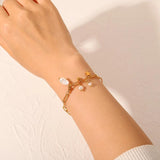 Star Pearl Tassel Pendant Chain Bracelet Stainless Steel