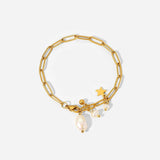 Star Pearl Tassel Pendant Chain Bracelet Stainless Steel