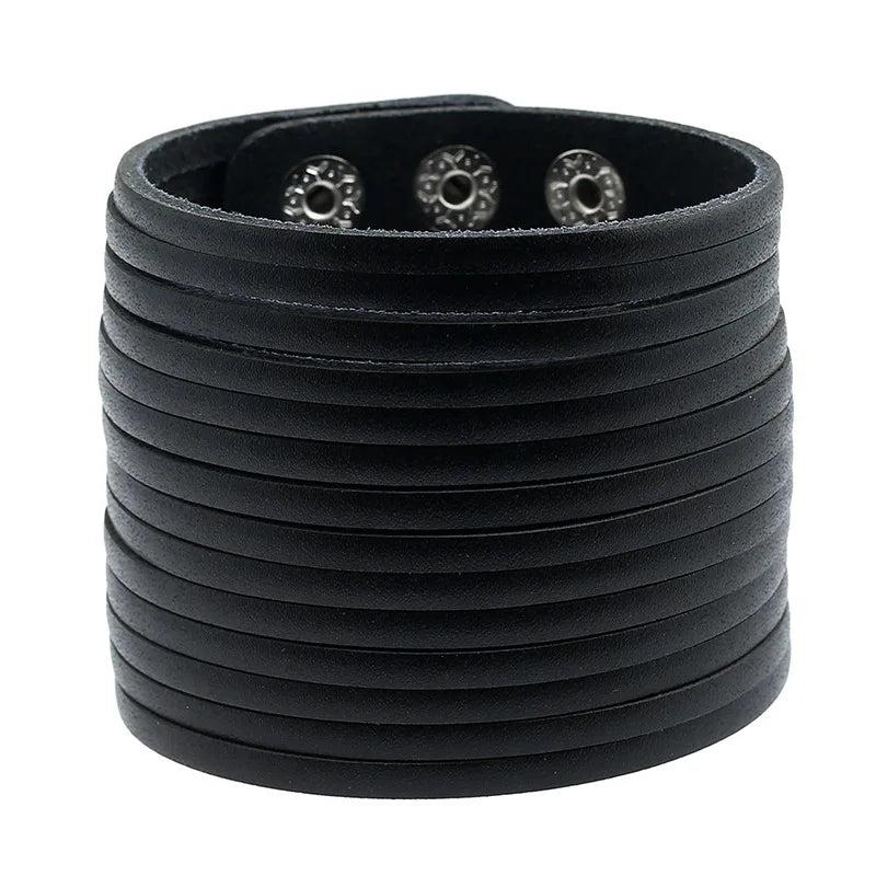 Hippie Rock Wide Bracelet Cuff Leather Rope Charm Big Bangle