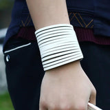 Hippie Rock Wide Bracelet Cuff Leather Rope Charm Big Bangle