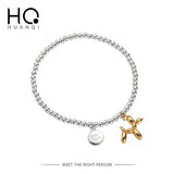 Geometric Round Words Tag Dog Pendant Beads Bracelet Handwork Jewelry