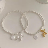 Geometric Round Words Tag Dog Pendant Beads Bracelet Handwork Jewelry