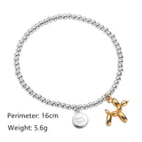 Geometric Round Words Tag Dog Pendant Beads Bracelet Handwork Jewelry