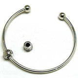 DIY Silver Plated Charm Bangle Bracelet Fits European Large Hole Beads