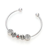 DIY Silver Plated Charm Bangle Bracelet Fits European Large Hole Beads