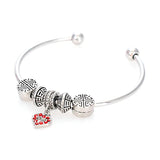 DIY Silver Plated Charm Bangle Bracelet Fits European Large Hole Beads