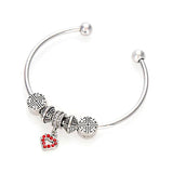 DIY Silver Plated Charm Bangle Bracelet Fits European Large Hole Beads