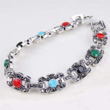 Bohemian Vintage Crystal Charm Bracelet Rainbow Lover Women's Jewelry