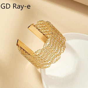 Punk Metal Bracelet Bangle Chain Exaggerated Geometric Wide Bracelet