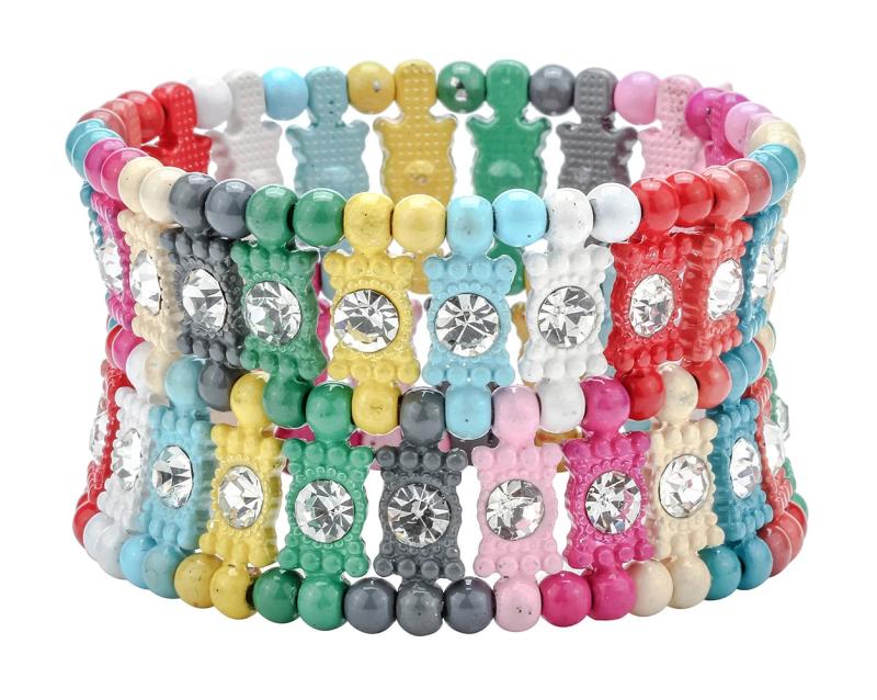 Crystal Multilayer Stretch Cuff Bracelet for Wedding Bridal Jewelry