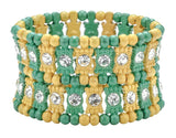 Crystal Multilayer Stretch Cuff Bracelet for Wedding Bridal Jewelry