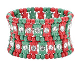 Crystal Multilayer Stretch Cuff Bracelet for Wedding Bridal Jewelry