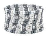 Crystal Multilayer Stretch Cuff Bracelet for Wedding Bridal Jewelry