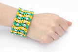 Crystal Multilayer Stretch Cuff Bracelet for Wedding Bridal Jewelry