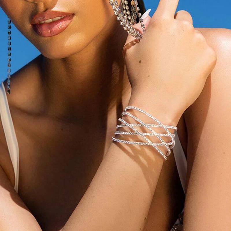 Multilayer Charm Bracelet with Rhinestone for Women