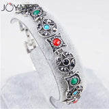 Bohemian Crystal Bracelet Women Ethnic Tibetan Silver Wristband