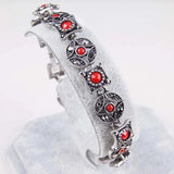 Bohemian Crystal Bracelet Women Ethnic Tibetan Silver Wristband