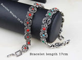 Bohemian Crystal Bracelet Women Ethnic Tibetan Silver Wristband