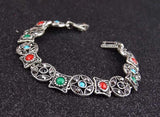 Bohemian Crystal Bracelet Women Ethnic Tibetan Silver Wristband