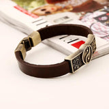 Vintage Ethnic Alloy Taiji Charms Leather Cuff Men Bracelet