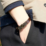 Vintage Ethnic Alloy Taiji Charms Leather Cuff Men Bracelet