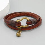 Brown Leather Bracelet Men Bangles Sporty Male Charm Bracelet