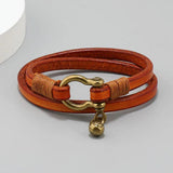 Brown Leather Bracelet Men Bangles Sporty Male Charm Bracelet