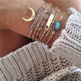 6 pcs Women's Bracelets Crystal Beads Shell Moon Charm Bracelet Set