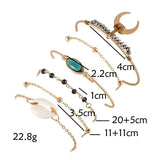 6 pcs Women's Bracelets Crystal Beads Shell Moon Charm Bracelet Set