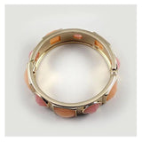 Golden Bangle Pink/Green Gems Cuff Bracelet