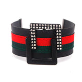 Red Green Ribbon Crystal Charm Bracelet