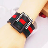 Red Green Ribbon Crystal Charm Bracelet